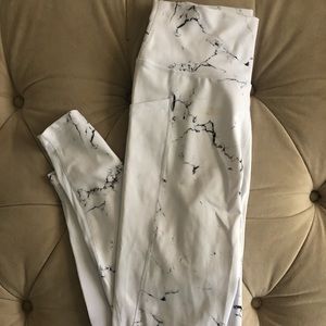 BuffBunny White Marble Leggings with Mesh